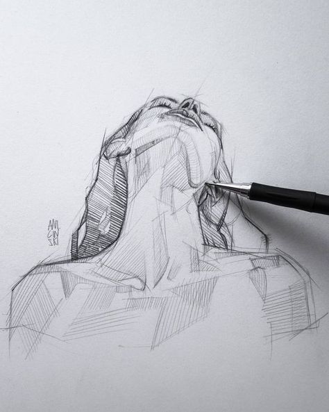 Face Details Drawing, Line Sketches Art, Front Face Sketch, Art Inspiration Drawing Aesthetic, Drawing Ideas Pencil Sketches, Neck Sketch, Neck Painting, Front View Drawing, Sketches Face