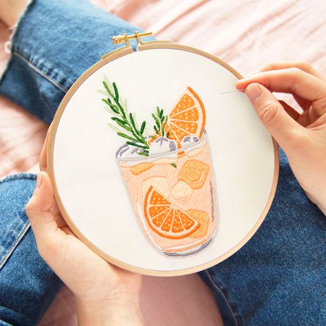 Looking for free embroidery patterns and craft inspiration? Look no further. 🍹 Chill out with our refreshing cocktail embroidery patterns served at DMC.com ✨⁠ Cocktail Embroidery, Embroidery Practice, Embroidery Pattern Design, Free Hand Embroidery, Fruit Embroidery, Fruity Cocktail, Embroidery Hoop Crafts, Refreshing Cocktail, Dmc Embroidery