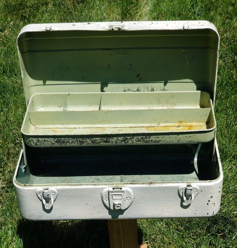 Parts Organizer, Rust Paint, Tackle Box, Organization Boxes, Metal Box, Fishing Gear, White Painting, Storage And Organization, Storage Organization