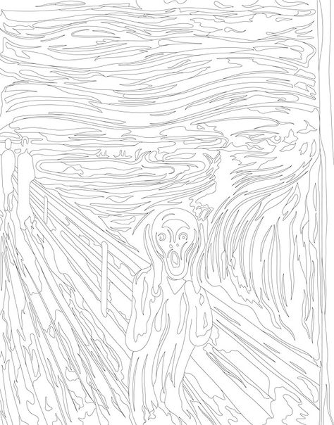 Scream Munch, Famous Art Coloring, Van Gogh Coloring, Dragon Coloring Page, Free Illustration Images, The Scream, Free Adult Coloring Pages, Edvard Munch, Famous Paintings