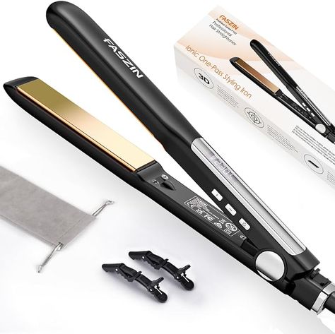 1.18 inch Ionic Titanium Plate, 20S Fast Heat Up Flat Iron with Clear LED Display, 2 in 1 Straightener and Curler Styling Tool for Straighten Hair (Black) Straighten Hair, Professional Hair Straightener, Hair Straighteners Flat Irons, Hair Straightening Iron, Led Display Screen, Straighten Iron, Styling Iron, Hair Straighteners, Flat Iron Hair Styles