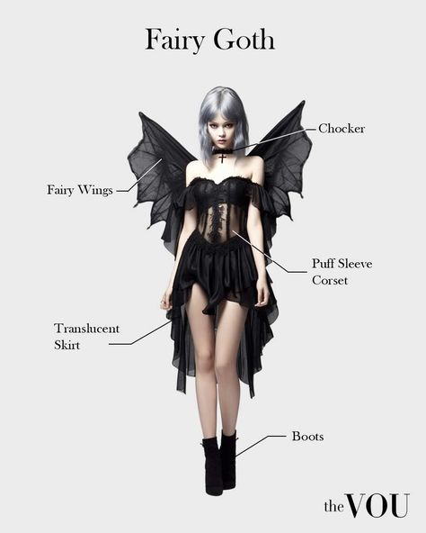 Black Fairy Aesthetic Costume, Goth Renfaire Outfits, Dark Fairy Inspired Outfit, Emo Fairy Costume, Victorian Goth Hair, Dark Woodland Fairy Costume, Dark Fairy Hairstyles, Gothic Fairy Outfit, Dark Fairy Hair