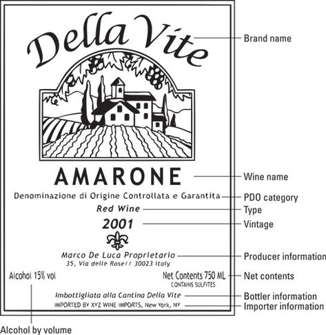 How to Read a Wine Label Wine Label Design Ideas, Wine Learning, Italian Wine Label, French Wine Labels, Vintage Wine Label, Wine Names, Wine 101, Grape Uses, Grape Varieties