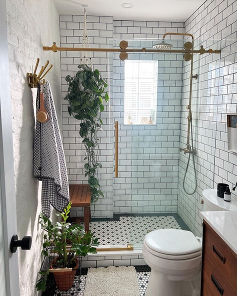 Rolanstar on Instagram: “Bathroom inspo 🌿🧡😍 Which one do you like the most? • Credits: @thishouse5000 @ahousetomakeourhome @palim_tintin @masha_lapteva • • •…” White Penny Tile Bathroom, Penny Tiles Bathroom, Penny Tile Floors, Penny Tile, Boho Bathroom, Small Bathroom Design, Bathroom Renos, Guest Bathroom, White Bathroom