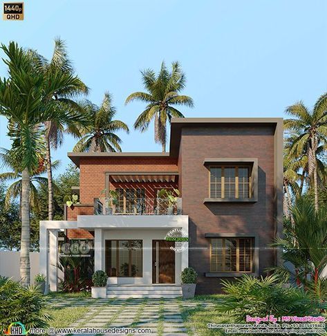 Flat Roof Homes Exterior Design, Two Storied House Design, Flat Roofed Houses Design, House Roof Design Exterior, Indian Houses Exterior, Flat Roof Design Architecture, House Exterior Indian, Sitout Designs Modern Kerala, Flat Roof Bungalow Modern