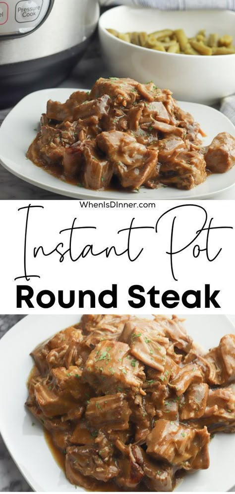 Instant Pot Tenderized Round Steak, Beef Tenderized Round Steak Recipes Instant Pot, Round Steak Recipes Instapot, Bottom Round Instant Pot, Round Steak Pressure Cooker, Round Steak In Instant Pot, Instant Pot Round Steak Recipes Easy, Instant Pot Round Steak And Gravy, Instapot Round Steak Recipe