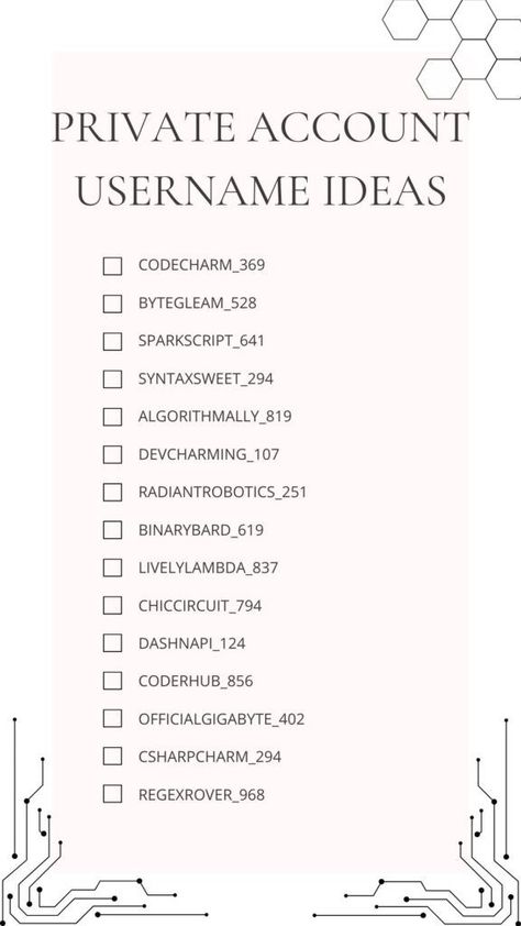 Printable Private Account Username Ideas List Private Accounts Names, Account Username Ideas, Private Account Username Ideas, Creative Dog Names, Instagram Private Account, Dog Names Unique, Usernames For Instagram, Names For Instagram, Username Ideas