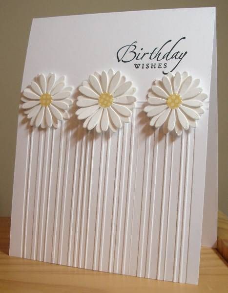 For Queen Harriet!!!! QFTD55 by LynniePoo - Cards and Paper Crafts at Splitcoaststampers Daisy Cards, Cas Cards, Embossed Cards, Embossing Folders, E Card, Pretty Cards, Handmade Birthday Cards, Floral Cards, Creative Cards