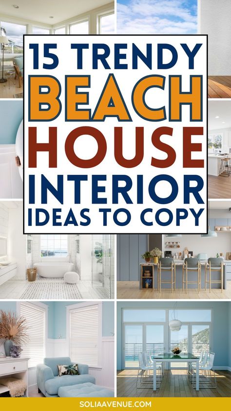 Create a stunning seaside home with our curated beach house interior coastal cottage decorating ideas and beach theme house interior design decorating ideas. Discover how to blend textures and colors for that perfect beachy feel. Beach Interior Decor, Furniture For Beach House, Beach House Interior Design Seaside, Small Beach Home Decor, Beach House Decor Colorful, Beach House Deck Decor, Beach House Interior Decor, Modern Beach Condo Decor, Coastal Kitchen Ideas Decor