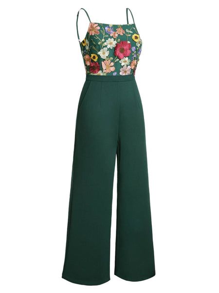 Patchwork Jumpsuit, Retro Stage, Gatsby Dress, Green Jumpsuit, 3d Flowers, Pantalon Large, Cardigan Top, A Sea, Dress Pant