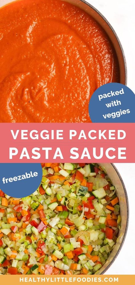 This veggie pasta sauce is crammed full of 6 different vegetables. Perfect for picky eaters or just a great way to add more veg to your family's diet. No added salt or sugar. Perfect for a pasta sauce or for topping pizzas. It can also be used to replace tomato sauce in most recipes. Veggie Dishes For Picky Eaters, Ways To Eat Veggies For Picky Eaters, Veggie Sauce Recipes, Hidden Veg Pizza Sauce, Pizza Sauce With Hidden Veggies, Veg Packed Meals, Healthy Veggie Packed Meals, Hidden Veggies For Picky Eaters, Pasta Sauce Hidden Veggies