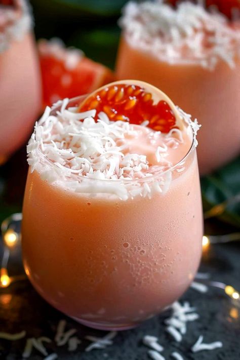 Guava Spice Delight Guava Drink, Rum Drinks Recipes, Coquito Recipe, Coco Lopez, Rum Recipes, Gourmet Snacks, Holiday Drink, Tropical Holiday, Boozy Drinks