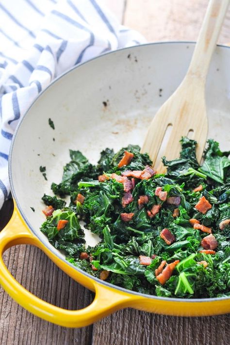 Kale With Bacon, Kale Salads, Southern Greens, How To Cook Kale, Sauteed Kale, Winter Cooking, Healthy Cake Recipes, Kale Recipes, Kale Chips