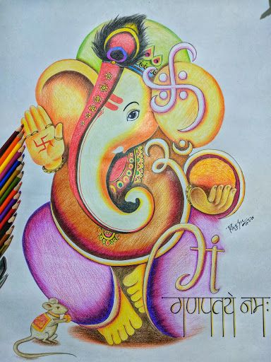 Arts With Nakum Rajesh: "Ganesha" Pencil art Ganapati Drawing Pencil, Ganapati Images, Pencil Colours Art Drawings, Art Gallery Instagram, Pencil Colour Painting, Pencil Colours, River Map, Colored Pencil Art Projects, Ganesha Drawing