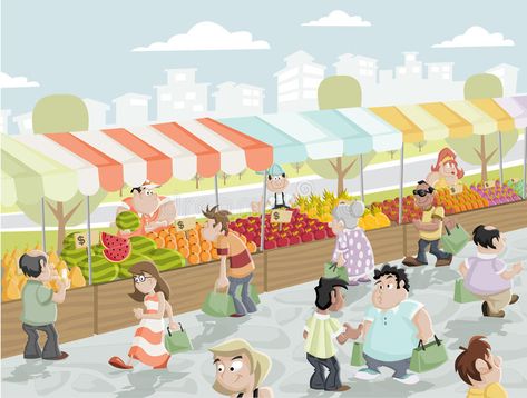 Market stall. Market place on a street with food and vegetables stands , #Sponsored, #place, #stall, #Market, #street, #stands #ad Vegetable Stand, Fruit Cartoon, Funny Fruit, Market Stalls, Fantasy Theme, Photography Marketing, Kids App, Educational Apps, Cartoon Images