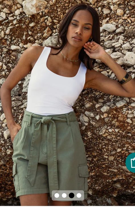 Womens Khakis, Shank Button, Cargo Style, Khaki Green, Tie Belt, Easy Wear, Cargo Shorts, Straight Leg, My Style