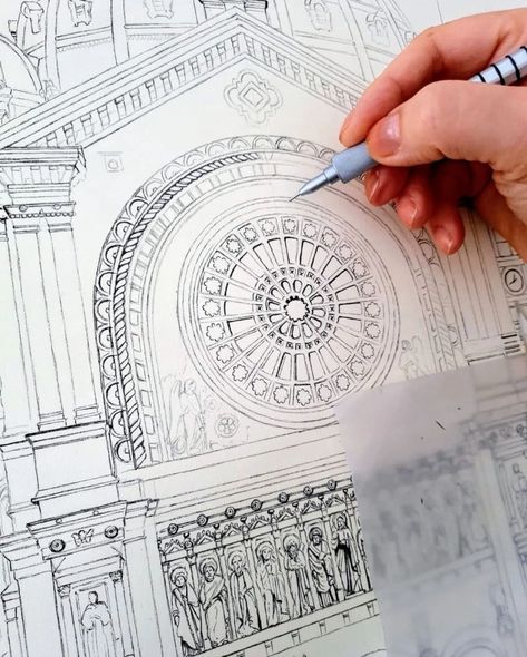 Archeticture Sketch Buildings, How To Draw Like An Architect, How To Draw Buildings Step By Step, Easy Architecture Sketches For Beginners, Architectural Drawings Sketches, Architecture Sketchbook Student, Indian Architecture Sketches, Easy Architecture Drawing, Classical Architecture Drawing