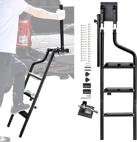 Amazon.com: POKIAUTO 42" Foldable Pickup Truck Tailgate Ladder with Grab Handle, Heavy Duty Universal Folding Tailgate Step Ladder with Handrail for Pickup Truck (F150, RAM 1500 etc.) Accessories : Automotive Ladder Rack Truck, Tailgate Step, Awesome Gadgets, Truck Tailgate, Ladder Rack, Step Ladder, Rv Camping, Truck Accessories, Truck Bed