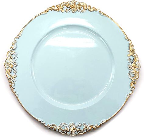 Easter Dinnerware, Blue Charger, Plate Chargers, Gold Charger Plate, Gold Chargers, Wedding Plates, Thanksgiving Tablescapes, Wedding Table Decor, Engagement Ideas