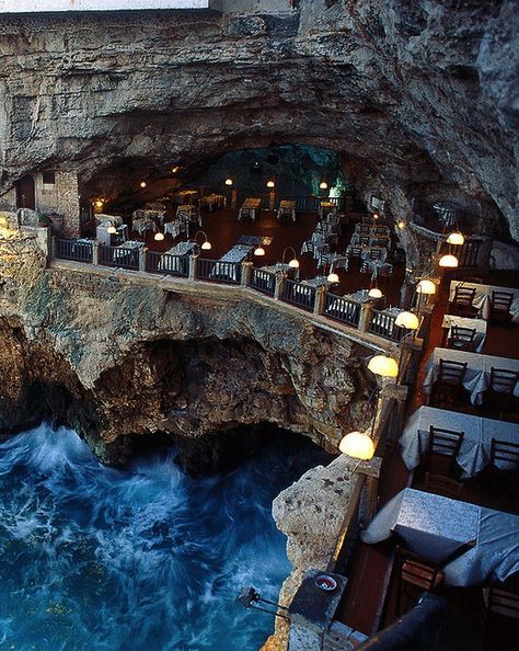 Grotta Palazzese, Europe Holiday, Most Romantic Places, Italy Holidays, Romantic Night, Romantic Places, Italy Trip, Italy Vacation, Food Restaurant