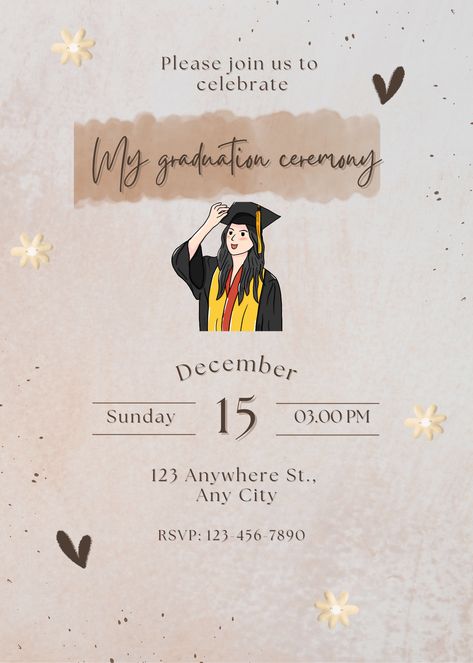 "Blooming Into the Future 🌸🎓 Join Us for a Graduation Celebration!" The Invitation, Graduation Invitation, Graduation Celebration, Graduation Ceremony, Into The Future, Graduation Invitations, Brown Floral, Join Us, The Future