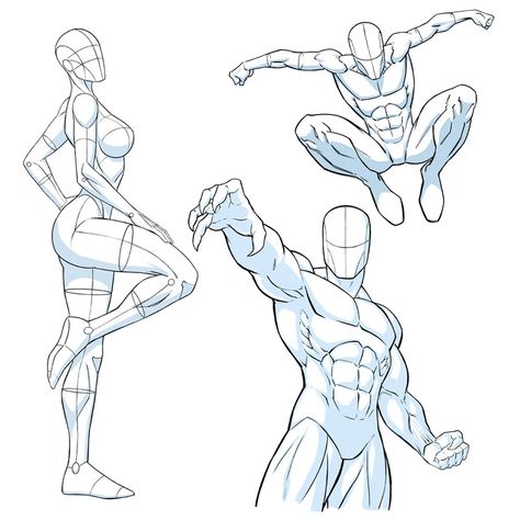 Action Poses Drawing, Drawing Superheroes, Arte Doodle, Action Pose Reference, Human Anatomy Drawing, Human Figure Drawing, Body Reference Drawing, Comic Book Style, Comic Drawing