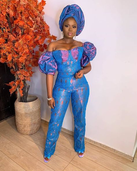 Ms Asoebi on Instagram: “Fab in funkified lace & Aso-oke @sisi_onigele1 • • • • • •” Aso Ebi Jumpsuit, Asoebi Jumpsuit, Jumpsuit Styles, Jumpsuit Lace, Jumpsuit Design, Trendy Jumpsuit, Ankara Dresses, Aso Ebi Styles, Aso Oke