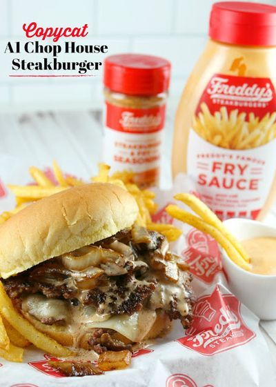 Copycat Freddy's A1 Chop House Steakburger Recipe | The Food Hussy! Copycat Freddy's A1 Chop House Steakburger Recipe - got the burger recipe and technique for those yummy crispy edges straight from the restaurant. This burger is AMAZING!! Two beef patties, white cheddar, grilled onions and the secret A1 Chop House Burger Sauce. I've got the whole recipe! You don't want to miss this burger!! #burger #copycat Freddys Burgers, Crispy Burger, Steak Sandwiches, Home Burger, Healty Dinner, Beef Patties, Budget Cooking, Bar Food, Frozen Custard