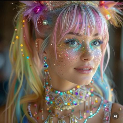 Pride Hairstyles, Pride Hair, Carnaval Make-up, Festival Make Up, Gyaru Makeup, Fest Outfits, Rave Makeup, Fairy Makeup, Festival Hair