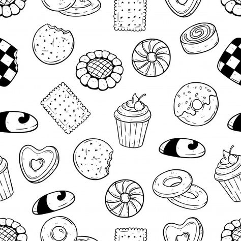 Biscuit Tattoo, Cookies Tattoo, Cookie Tattoo, Doodle Cookies, Work Doodles, Cookie Drawing, Cookie Vector, Baking Logo Design, Baking Logo