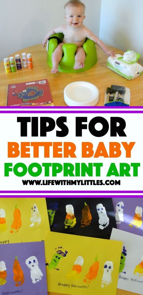 Baby Painting Ideas, Halloween Footprint Art, Christmas Footprint, Baby Footprint Crafts, Baby Footprint Art, Infant Classroom, Footprint Craft, Baby Art Projects