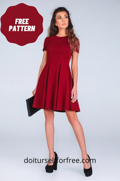 Free Easy Dress Patterns For Women, Easy Free Dress Pattern, Collared Dress Sewing Pattern, Pdf Dress Pattern Women, Fit And Flare Dress Pattern Free, Download Free Pdf Sewing Patterns Dress, Simple Dress Patterns For Women, Skater Dress Sewing Pattern, A Line Dress Sewing Pattern