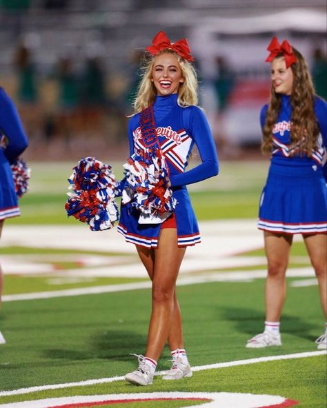 School Cheer Uniforms, Red White And Blue Cheer Uniforms, Cheerleading Uniforms High School, Cheer Uniform High School, High School Cheer Uniforms, Red And White Cheer Uniforms, Blue And Red Cheer Uniforms, High School Cheerleader, Light Blue Cheerleader Uniform