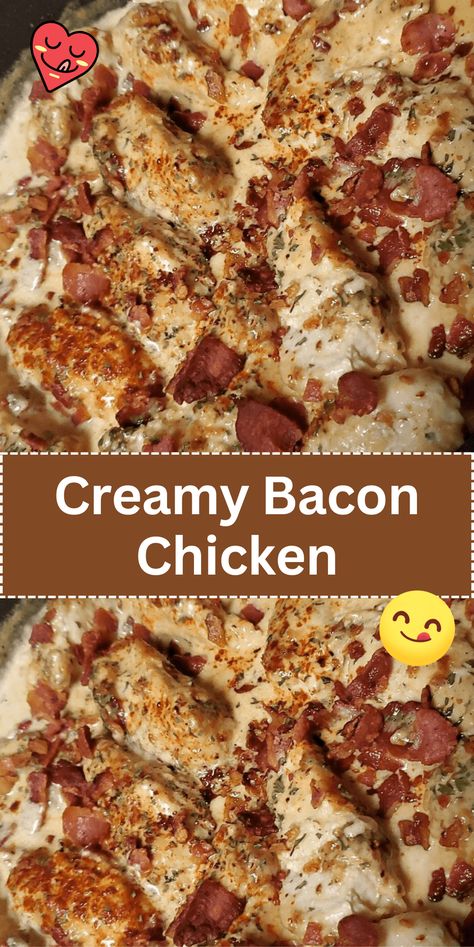 Creamy Bacon Chicken is a mouthwatering recipe that combines tender chicken breast with crispy bacon in a rich and creamy sauce. The chicken is seasoned to perfection, then seared until golden brown. It is then simmered in a luscious sauce made with cream, garlic, and Parmesan cheese. The addition of bacon adds a savory and smoky flavor, making this dish a true delight for bacon lovers. Serve... Creamy Bacon Chicken, Chicken Bacon Recipes, Julia Childs, Bacon Sauce, Bacon Chicken, Fried Cabbage, Cook Chicken Breast, Tender Chicken, Bacon Bits