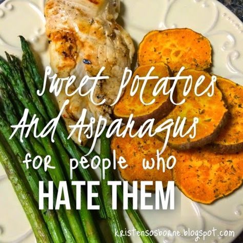 Sweet Potatoes and Asparagus for People Who Hate Them - 21 Day Fix Recipe and Meal Prep Idea Sweet Potatoes And Asparagus, Potatoes And Asparagus, Wls Recipes, Easter Dinner Recipes, Weekend Cooking, 21 Day Fix Meals, Macro Meals, Allergy Free Recipes, Cooking Method