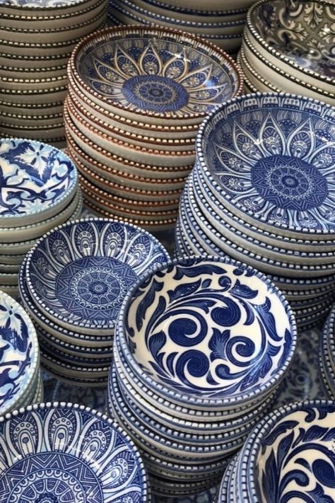 Mediterranean Ceramic Plates, Greek Plates, Ceramic Plates Art, Moroccan Interior Design, Moroccan Style Interior, Italian Plates, Mediterranean Aesthetic, Moroccan Interiors, Forehead Kisses