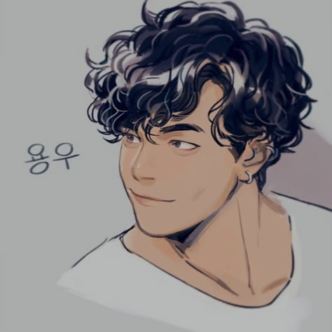 Hair References Drawing, Anime Curly Hair, Boy Hair Drawing, Short Hair Drawing, Curly Hair Cartoon, Drawing Male Hair, Male Hairstyles, Curly Hair Drawing, Manga Hair