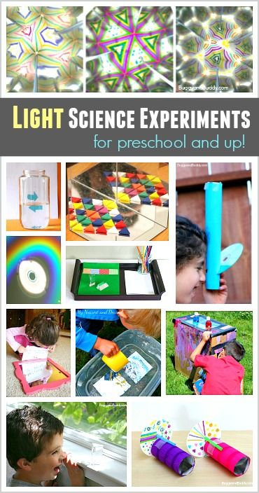 Light Science for Kids: Science activities and experiments about light refraction and light reflection! Make rainbows, play with mirrors, and more! Reflection Science Activities, Day And Night Space Activities, Light And Sound Stem Activities, Light Theme Preschool Activities, Light And Sound Experiments For Kids, Light Energy Experiments For Kids, Preschool Light Activities, Light Preschool Activities, Science Experiments For Preschool