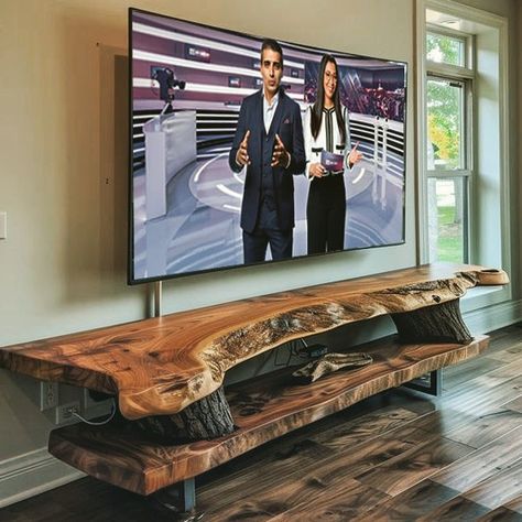 Rustic Tv Stand Ideas, Rustic Tv Unit, Creative Coffee Table, Wood Planer, Wall Tv Unit Design, Media Unit, Tv Unit Design, Tv Stand Wood, Wood Furniture Diy