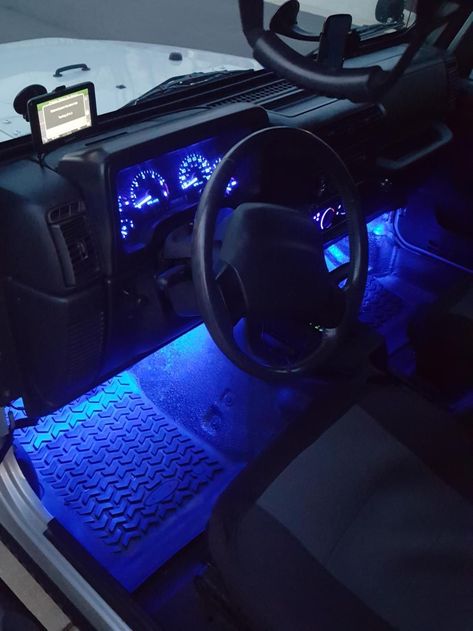 Axial Wrangler Flexible Blue LED Light Strips J102453 (87-14 Wrangler YJ, TJ, JK) - Free Shipping Modificaciones Jeep Xj, Blue Jeep Wrangler, Jeep Wrangler Interior, Wrangler Car, Off Road Jeep, Jeep Interiors, Cj Jeep, Blue Jeep, Tj Wrangler