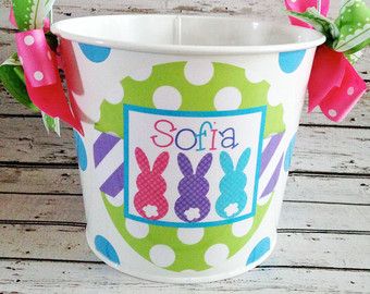 Custom easter basket | Etsy Easter Pail, Personalized Easter Bucket, Custom Easter Baskets, Easter Basket Items, Easter Buckets, Chesapeake Va, Personalized Easter Basket, Custom Easter, Spring Celebration