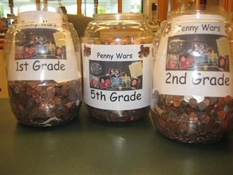 Gather Loose Change—Call your fundraiser “Change for Good” or “Change for Change.” Provide labeled jars or bottles for people to put their change in, then pick a date for collecting and counting all that change. Penny Wars Fundraiser, Penny Wars, Library Fundraiser, School Fundraising Events, Leo Club, Creative Fundraising, Community Service Ideas, Raffle Ideas, Olympic Crafts