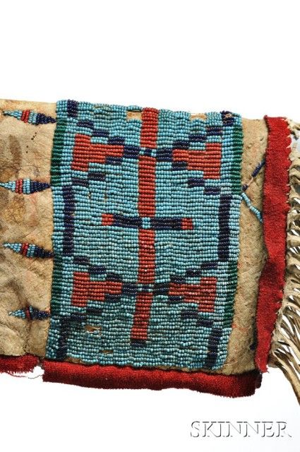 Cheyenne Rifle Scabbard Attributed to Cheyenne Chief "Roman Nose," | Sale Number 2862B, Lot Number 200 | Skinner Auctioneers Cheyenne Beadwork, Indian Artwork, Indian Beadwork, Native Artwork, Native American Artifacts, Native Beadwork, Light Blue Background, Native American Beadwork, Native American Tribes