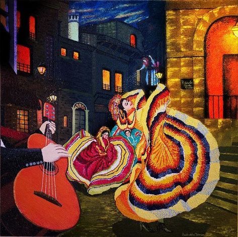 Dance Canvas Painting, Living Room Decor Aesthetic, Mexican Dance, Dance Studios, Mexican Culture Art, Dance Paintings, Dance Clothing, Paintings Canvas, Room Decor Aesthetic