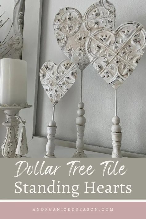 DIY Valentines Day Decor from Dollar Tree Wall Tiles Dollar Tree Wall Tiles, Dollar Tree Tiles, Christmas Tree Wreath Diy, Tree Tiles, Vintage Tin Tiles, Sticky Tile, Tree Faux, Organize Life, Dollar Store Ideas