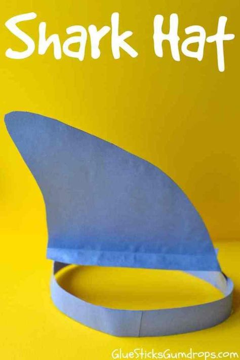 hat shark craft - ocean kid craft - crafts for kids- kid crafts - acraftylife.com #preschool Shark Hat Craft, Shark Fin Hat, Ocean Kids Crafts, Shark Craft, Shark Hat, Sharks For Kids, Ocean Activities, Ocean Kids