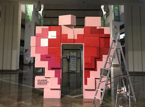 Cardboard Box Installation, Garden Art Installation, Valentine Installation, Valentines Installation, Art Installation Interactive, Mall Event, Valentines Window Display, Box Installation, Event Booth Design