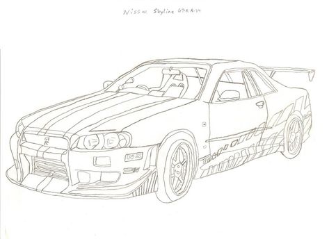 Nissan skyline drawing # 6 Gtr Drawing, Vehicle Drawing, Skyline Drawing, Nissan Gtr R34, R34 Skyline, Skyline Gtr R34, Gtr R34, Cool Car Drawings, Nissan Skyline Gt