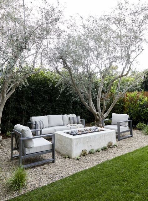 Outdoor Patio Ideas With Fire Pit, Southern California Landscaping, Cottage Yard, Serene Backyard, Terrace Decor, California Garden, Fire Pit Area, Olive Trees, Backyard Inspo