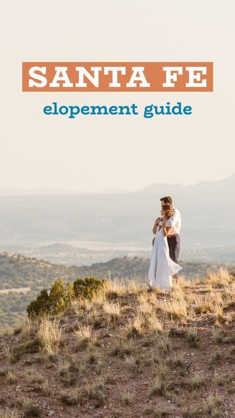 Santa Fe, New Mexico is the perfect elopement destination for mountain and desert lovers! Flagstaff Elopement, Santa Fe Elopement, Santa Fe Wedding Venues, Mexico Elopement Destinations, Loretto Chapel Santa Fe, Photographer Packaging, Santa Fe Nm, Tiny Wedding, Sleeping Under The Stars